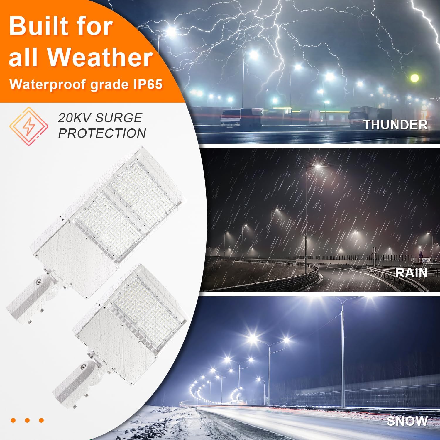 480V 150W White LED Parking Lot Light, 21000LM LED Shoebox Area Light [500W MH/HPS Equiv.], 5000K Dimmable Outdoor Street Lighting with Surge Protection Built-in, IP65 AC100-277V UL Listed