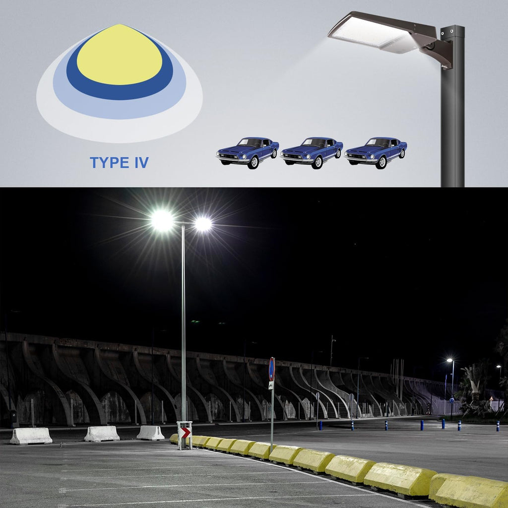 OSTEK 480V LED Shoebox Lighting, LED Area Pole Fixture for Parking Lot Lighting, IP65 Outdoor Commercial Area Road Lighting 5000K DLC UL Certified (Direct Arms Mount, 150 Watts)