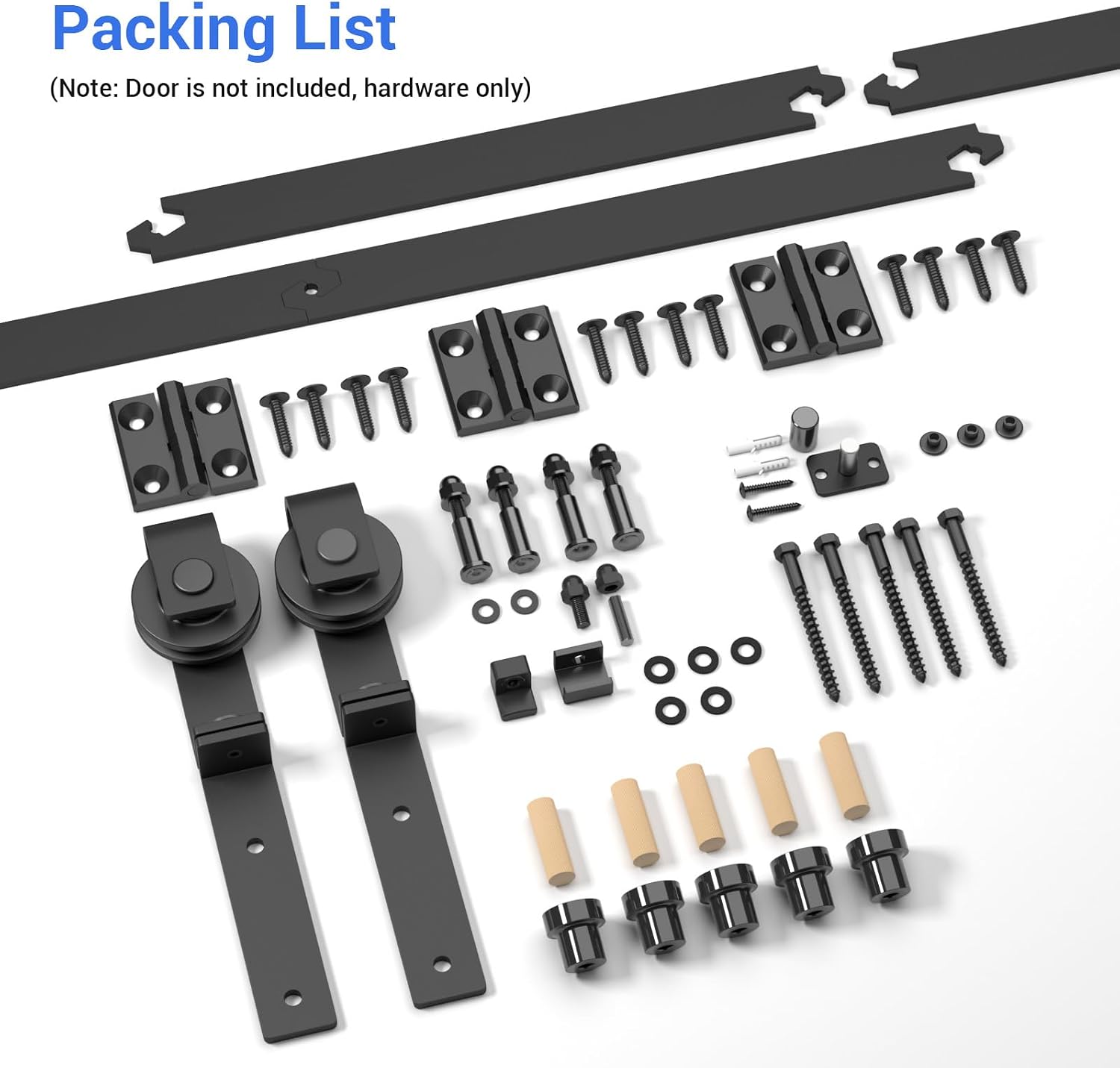 CCJH 52' Bi-Folding Sliding Barn Door Hardware Kit for 2 Doors,Slide Smoothly Quietly,Black Track J Shape Roller,No Door
