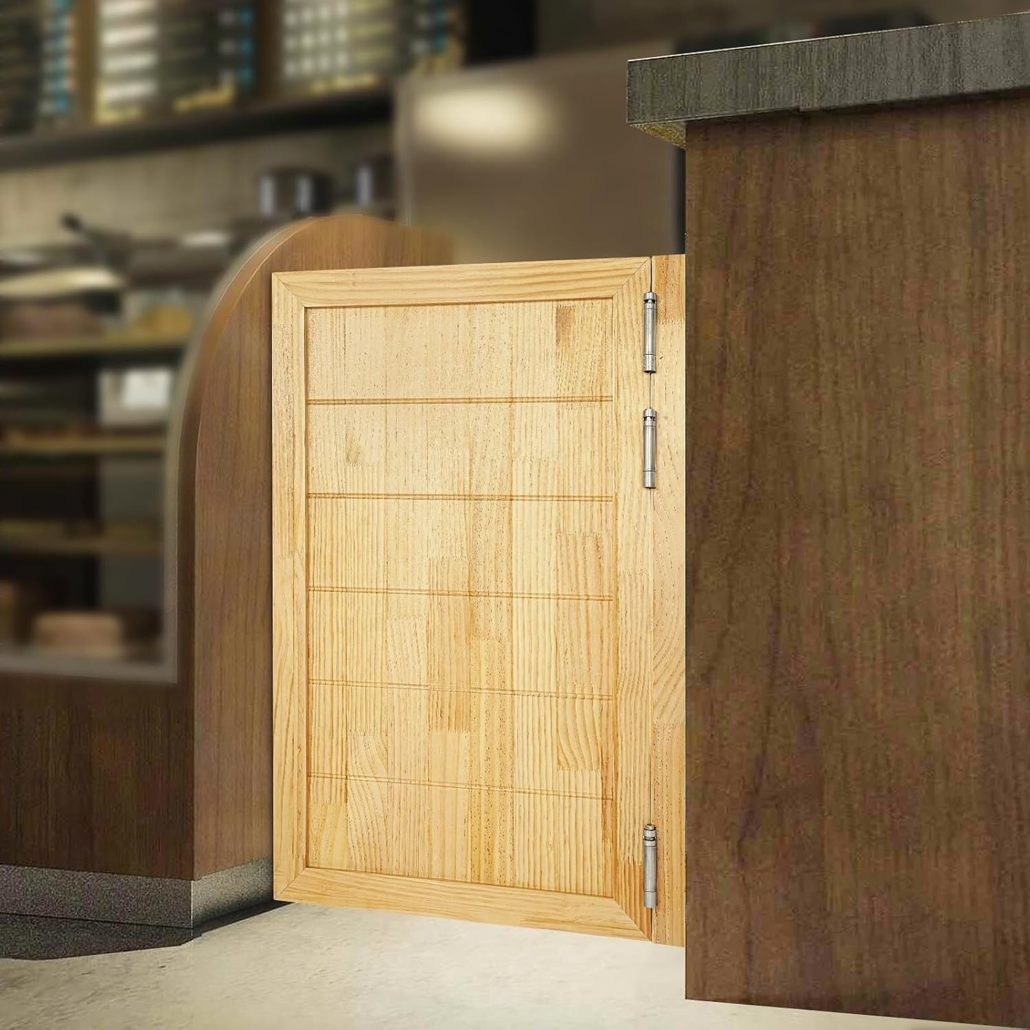 Cafe Swinging Doors,Wood Interior Saloon Half Partition Swing Door with 3 Hinges for House Kitchen Shop Entrance Pub Porch(23.6x35.4in-Wood)