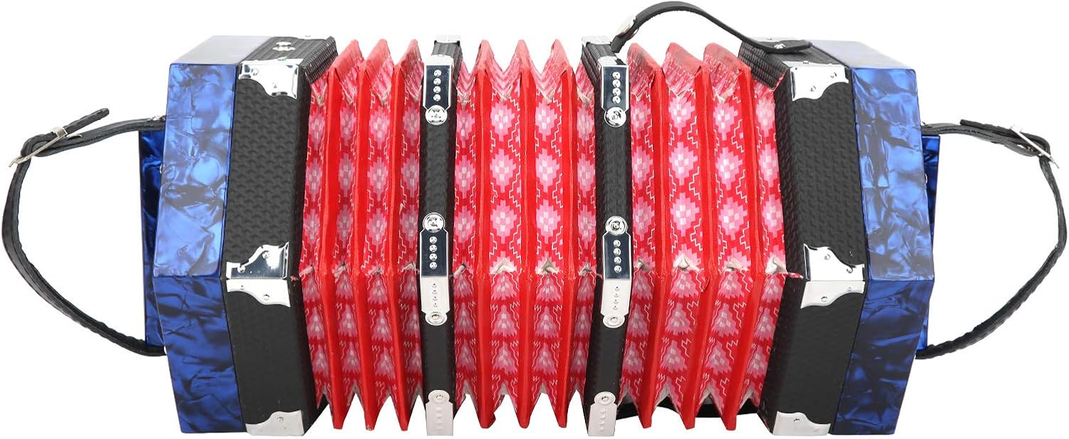 Accordian Instrument Concertina Instrument with an Adjustable Hand Strap with a Bag Professional Accordion Concertina, Accordion for Kids Beginners Adults Musical Instrument Supplies(Royal Blue)