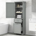 Bathroom Storage Cabinet with Adjustable Shelf, 68.4 in Tall | MDF, painted finish, adjustable shelf, enclosed storage, acrylic handles, anti-tip kit, bathroom, 20 W x 13.5 D x 68.4 H in