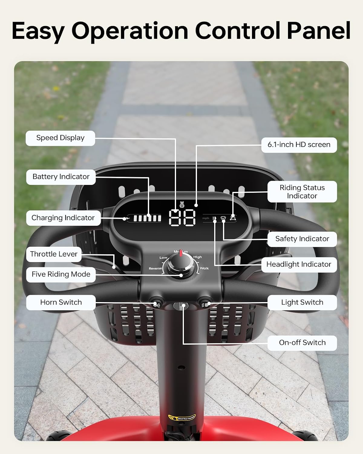 Paiseec Powered Mobility Scooter S3, Removable Battery Foldable Electric Scooter with AI Safety System, Folding Mobility Scooter for Adults Seniors, 25 Miles 6 MPH 300 lbs, All Terrain, Slope Safety
