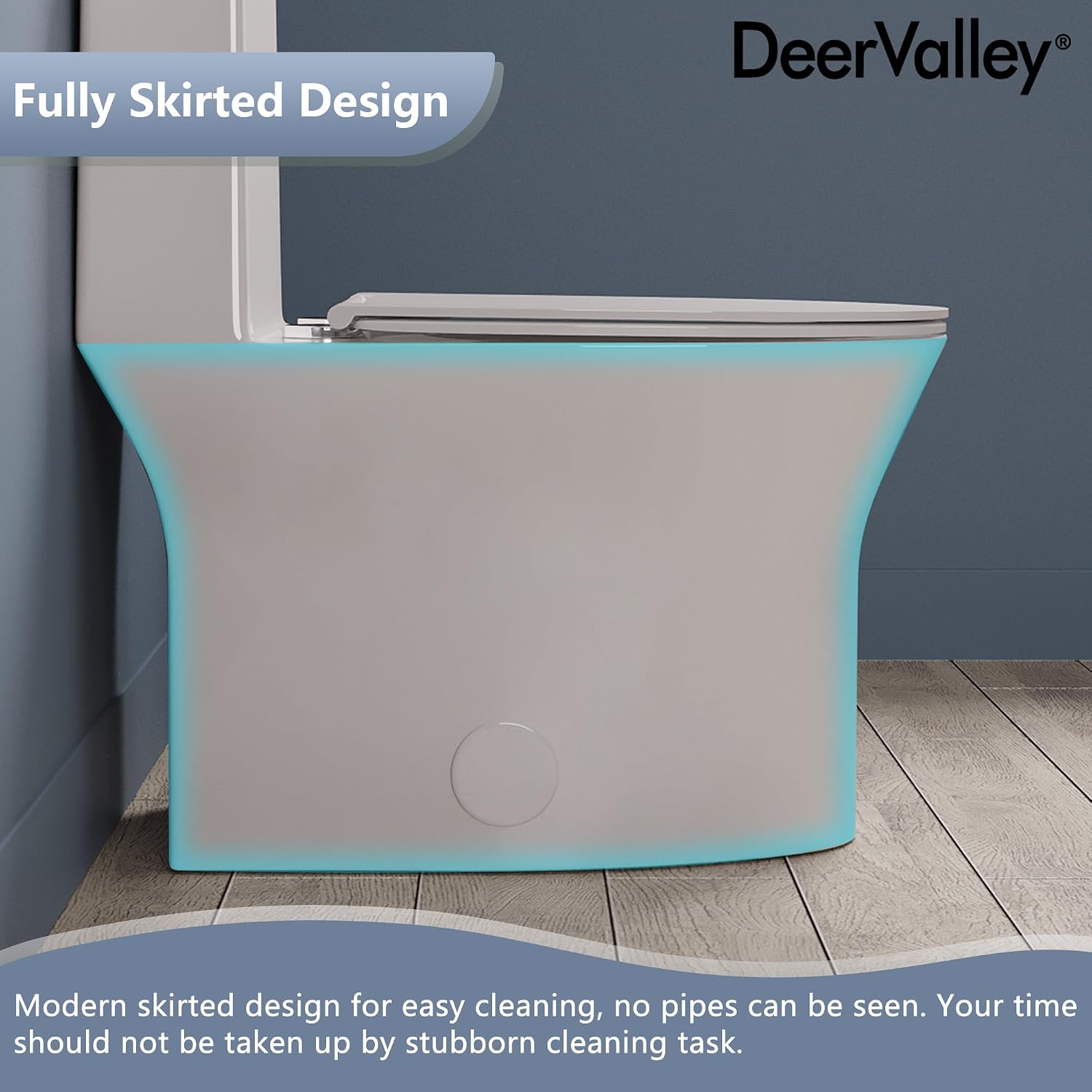 DeerValley Compact One-Piece Toilet for Small Bathrooms, Dual Flush 0.8/1.28 GPF, 900g MAP, Round Bowl, Soft-Close Seat, 12' Rough-In, Space-Saving Design