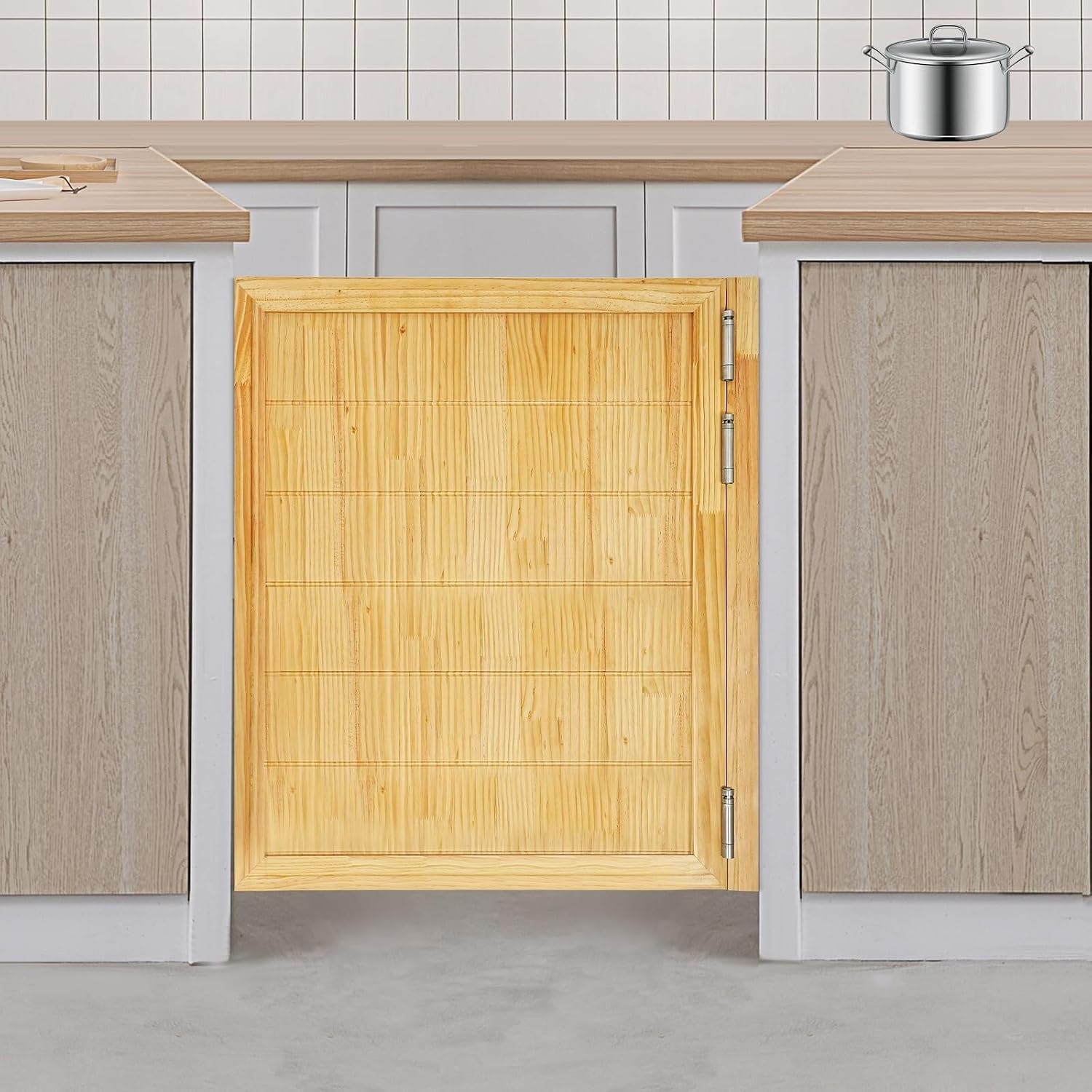 Cafe Swinging Doors,Wood Interior Saloon Half Partition Swing Door with 3 Hinges for House Kitchen Shop Entrance Pub Porch(31.5x35.4in-Wood)