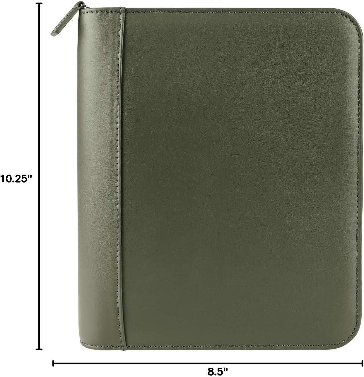 FranklinCovey - FC Signature Ring-Bound Binder for FranklinCovey Planners | Leather - Zipper Binder (Classic, Olive)