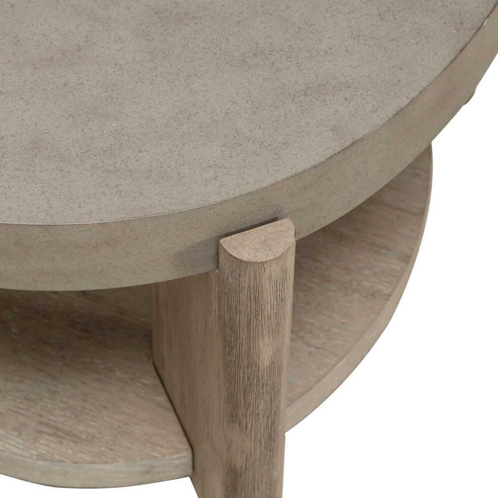 Liberty Furniture Affinity Oval Cocktail Table with Casters for Living Room - Dusty Taupe Faux Concrete Tops