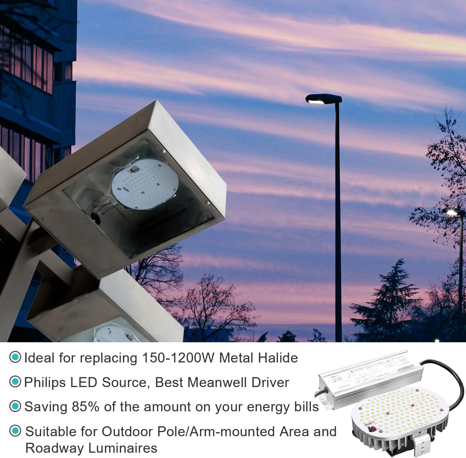 OSTEK 120W LED Shoebox Retrofit Kits, E39 Mogul Base, Replace 400W MH/HPS/HID, 16200LM 5000K Daylight, Retrofit Lights for Parking Lot, Street, Warehouse, Wall Area Lighting, UL ETL Certified,