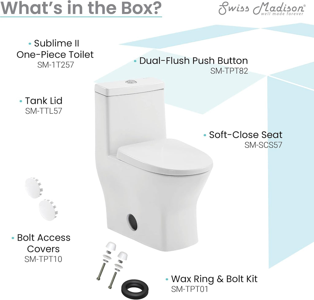 Sublime II One-Piece 12' Rough-in 1.1/1.6 GPF Dual Top Flush Round Compact Toilet in Glossy White