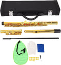 16 Keys C Flute Professional Closed Hole Cupronickel Flute Instrument with Split E Key Ergonomic Design for Beginner Student Adult Orchestra Performance Gold