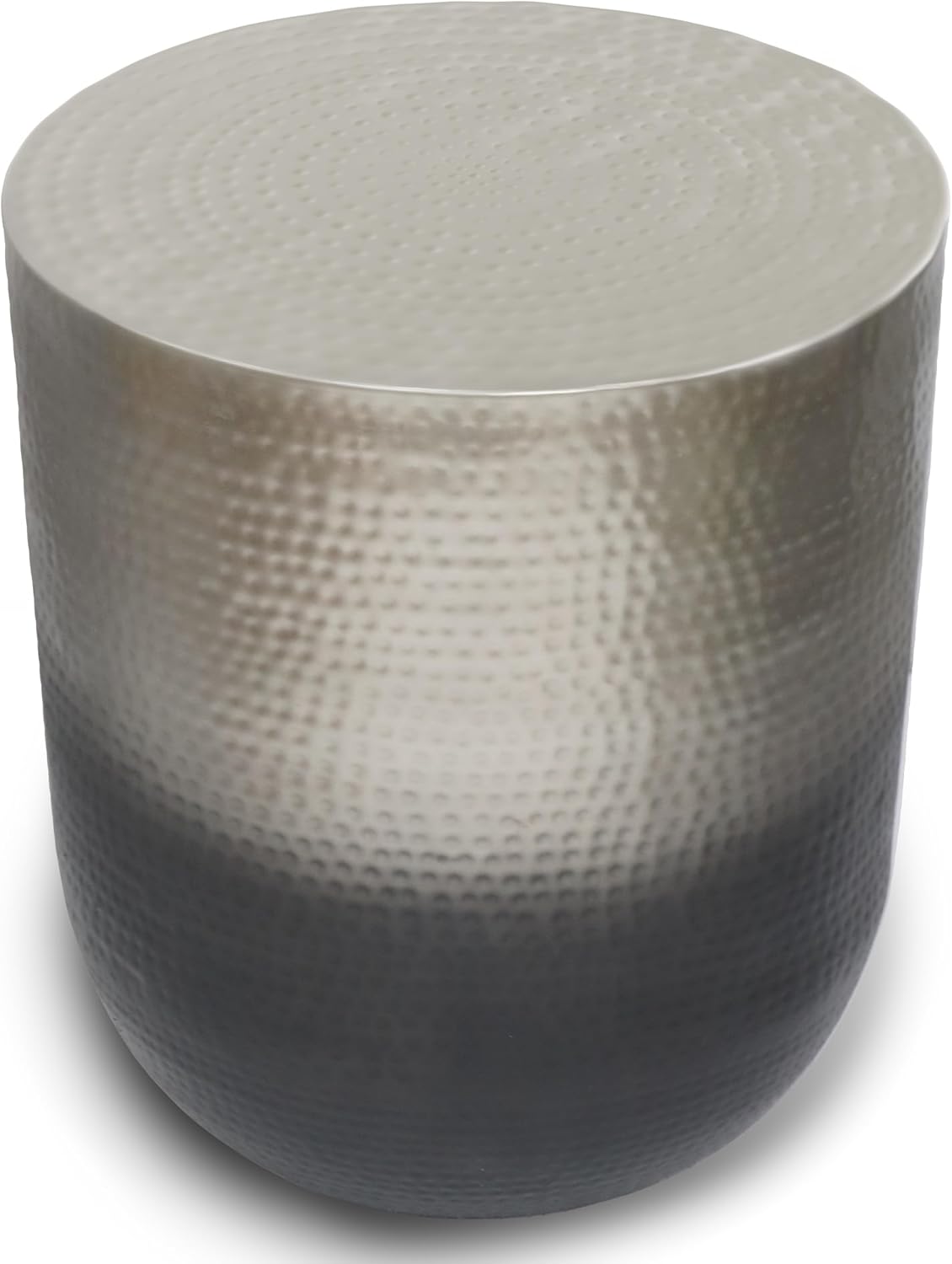 SIMPLIHOME Nova Metal Table - 19 inch Wide Round Iron Accent Table in Silver Ombre, Boho Drum Side Table for Living Room, Bedroom, or Office with Distinctive Textured Finish, Assembled