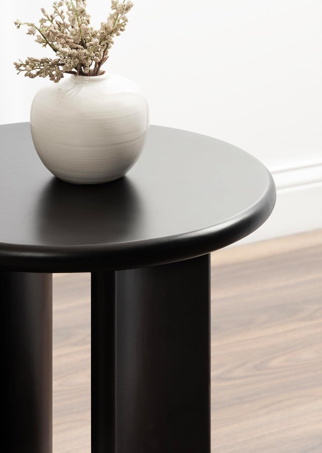 Kate and Laurel Erys Modern Wooden Round Side Table; 16 x 16 x 20; Black; Transitional Wood End Table for Use as Bedroom Nightstand or Living Room Accent Table