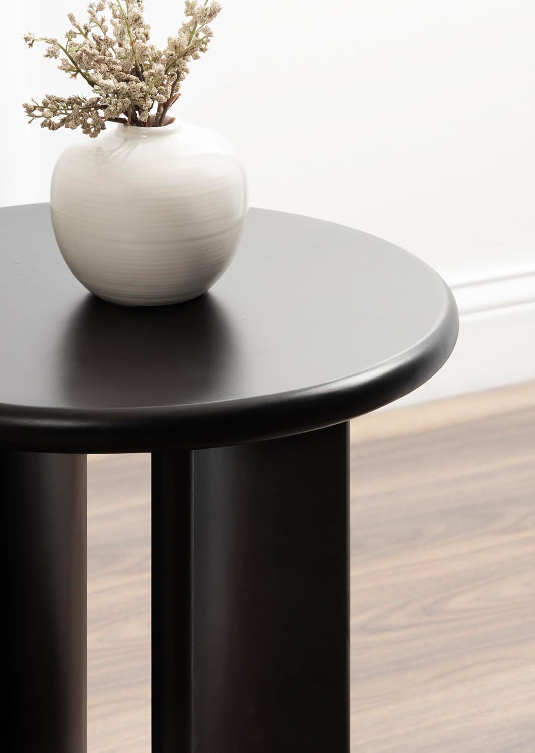 Kate and Laurel Erys Modern Wooden Round Side Table; 16 x 16 x 20; Black; Transitional Wood End Table for Use as Bedroom Nightstand or Living Room Accent Table