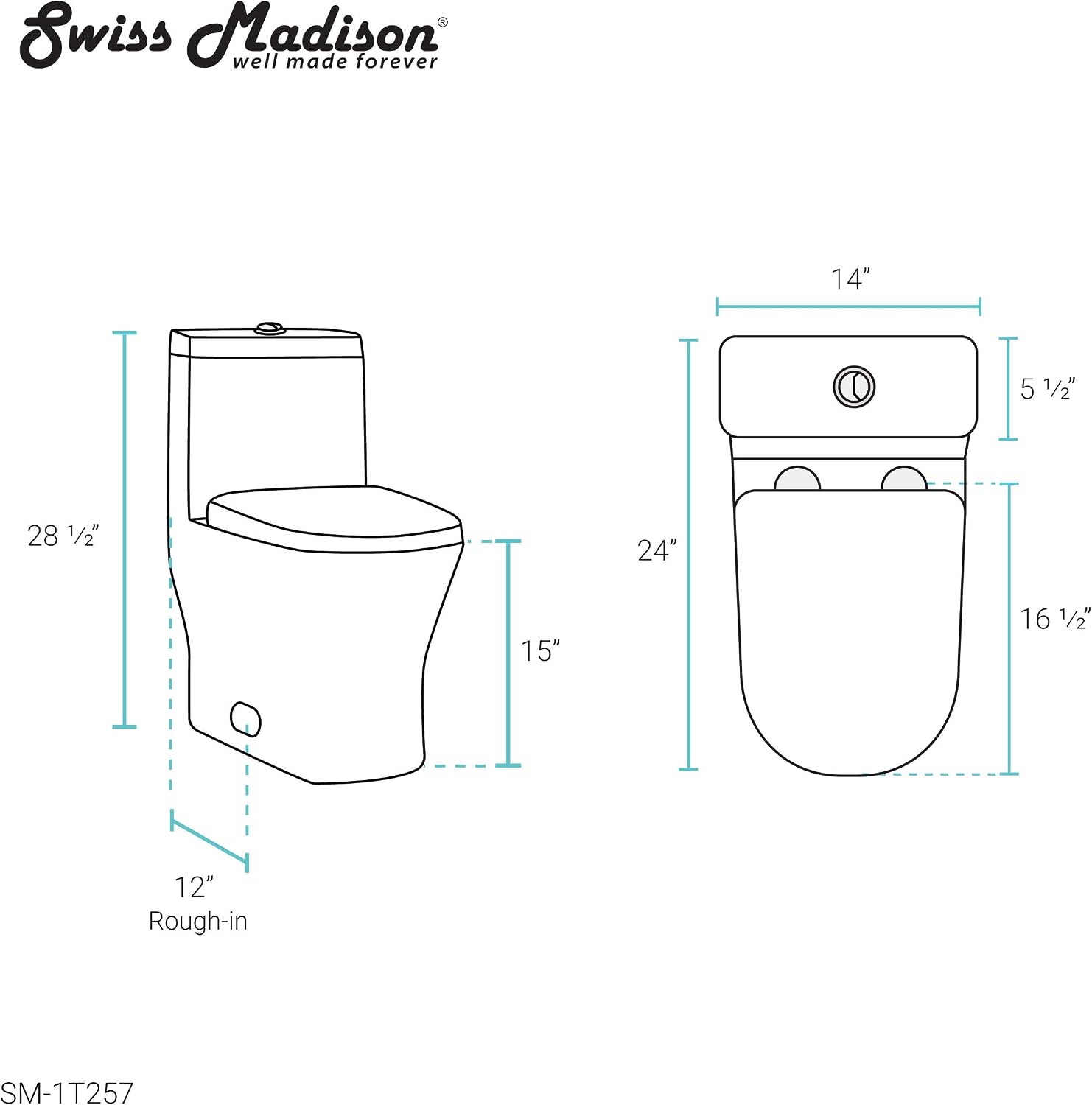 Sublime II One-Piece 12' Rough-in 1.1/1.6 GPF Dual Top Flush Round Compact Toilet in Glossy White