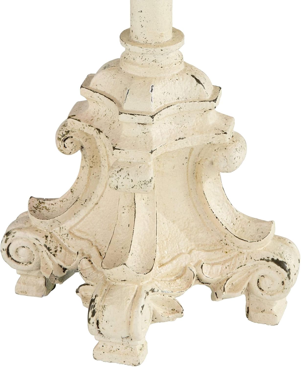 Regency Hill French Candlestick 34' Tall Scroll Skinny Buffet Traditional End Table Lamps Set of 2 Ivory White Living Room Bedroom Bedside Nightstand House Office Home Off-White Shade