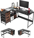 VEVOR L-Shaped Computer Desk, 59-inch Reversible Corner Gaming Desk with Drawers & Storage Shelves, Modern Stylish PC Table Sturdy Work Workstation for Home Office - Easy to Assembly