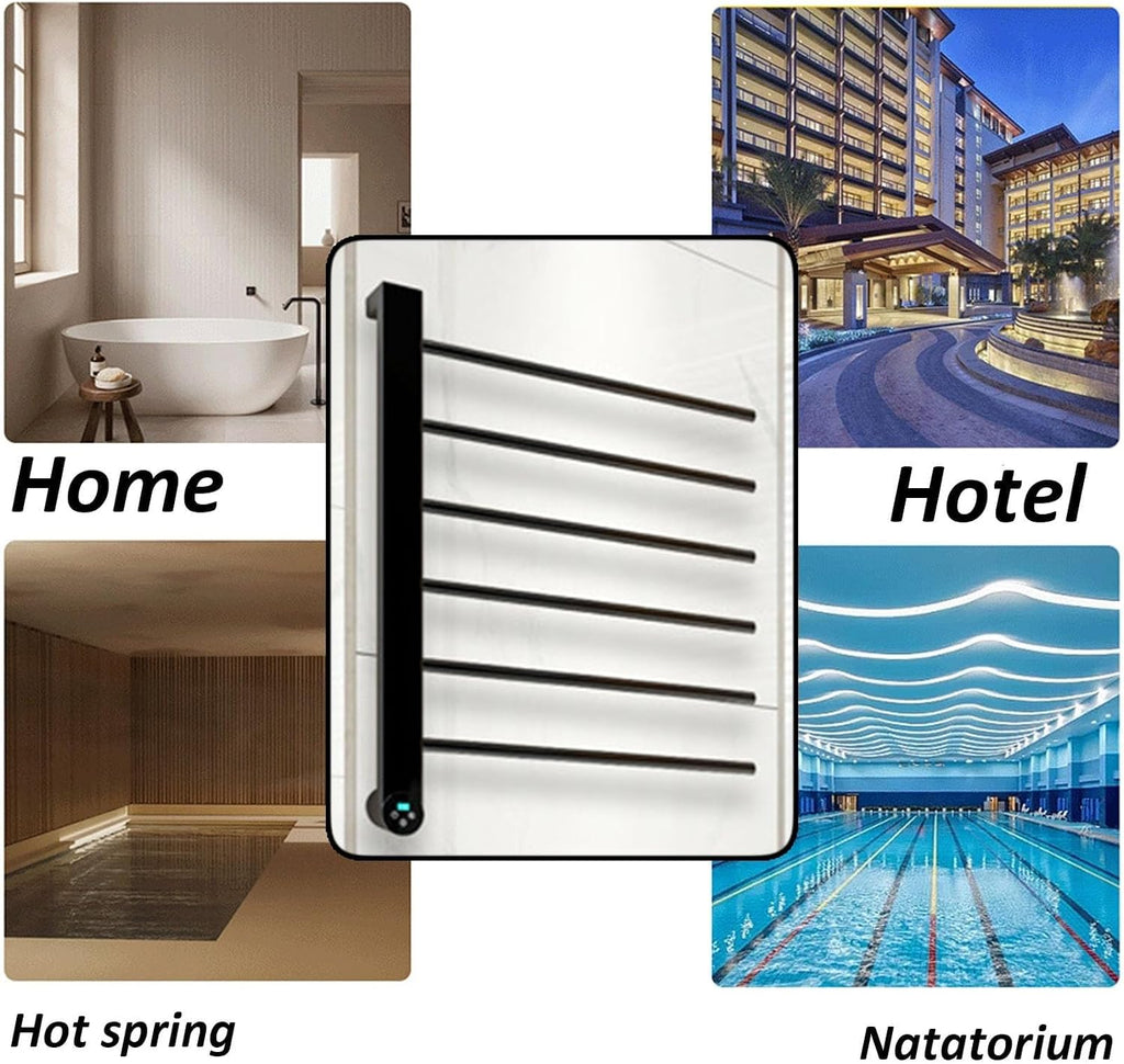 Towel Warmer Black,Wall Mounted S for Bathroom,Stainless Steel Heated Towel Rack, Drying with Intelligent Touch Screen Timer-White(Gray)