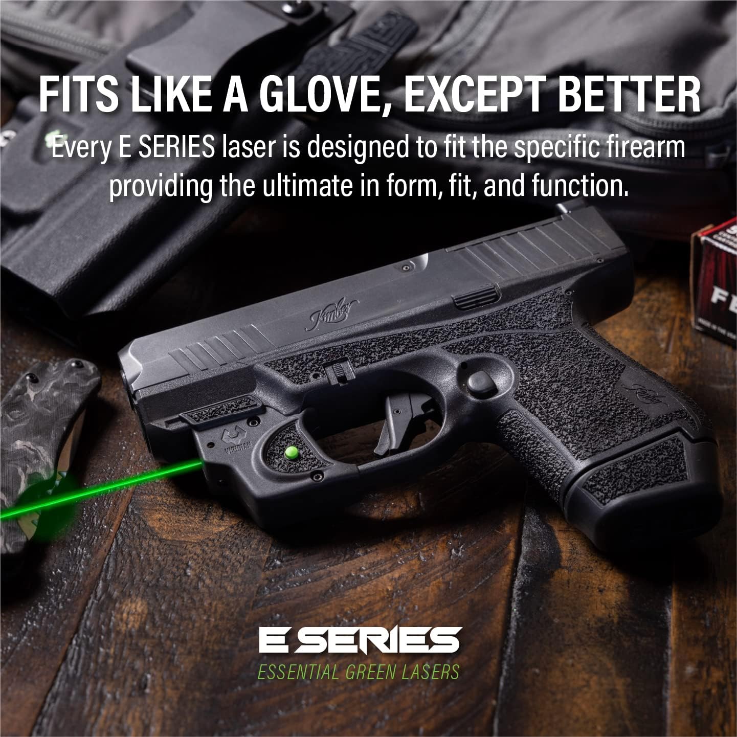 Viridian E Series Green Laser Sight, Custom Gun Fits, Railed or Non-Railed Pistols, Class 3R Green Laser Sight, 5mW Output