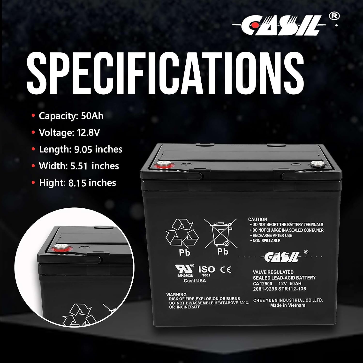 12V 50Ah SLA Battery – Group 22NF Deep Cycle – Compatible with Quantum Q6000, Jazzy 600 ES, Pride Maxima, and More – 2-Pack