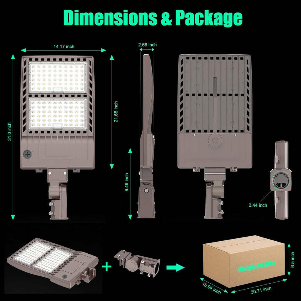 2Pack 400W LED Parking Lot Light 56,000 LM, UL Listed Industrial Parking Lot Flood Lights, Street Area IP65 5000K Waterproof 100-277VAC, Stadium Lights Outdoor LED Pole Light w/Slip Fitter