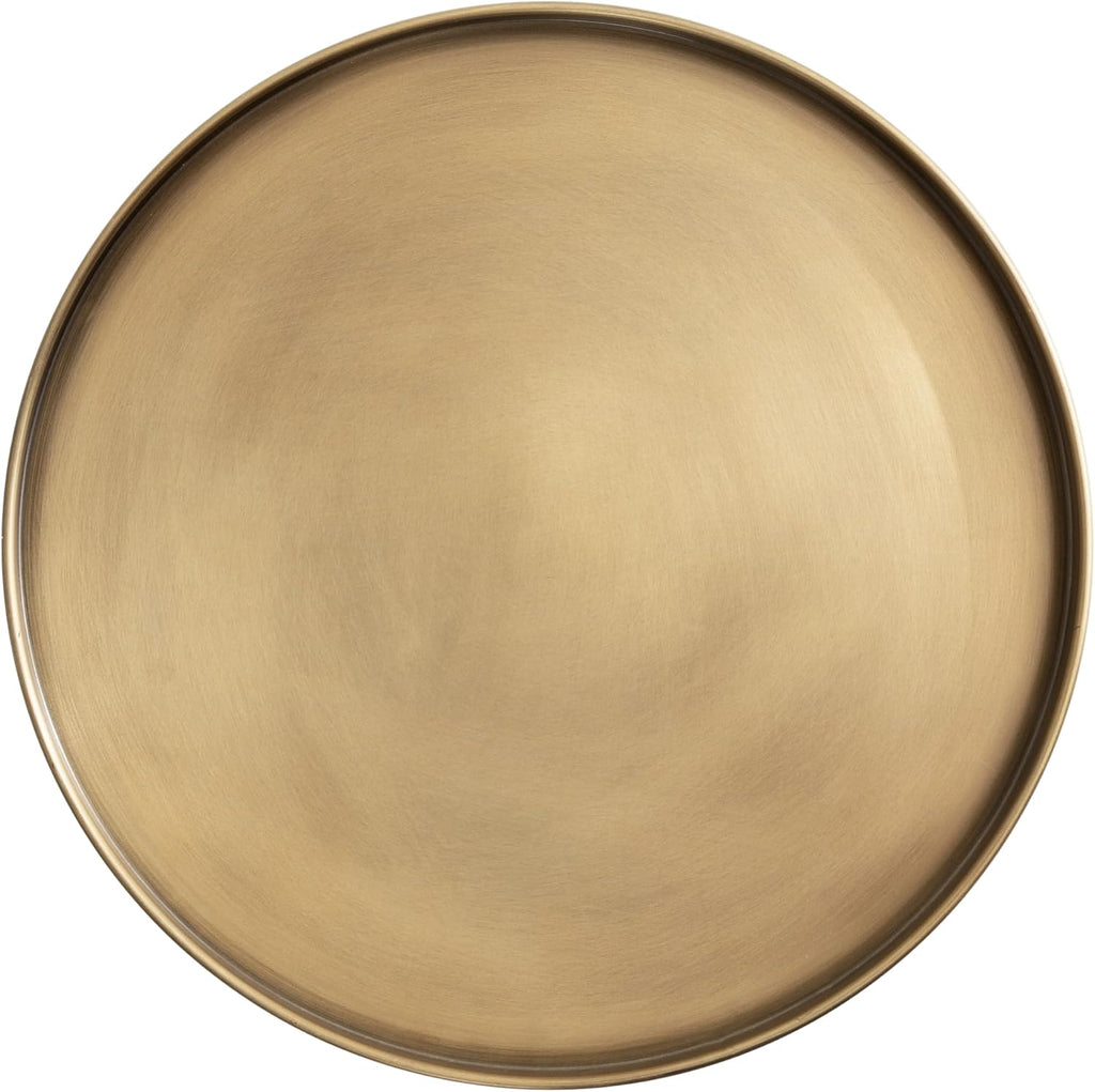 Kate and Laurel Tira Elegant Round Side Table, 14 x 24, Brass and Walnut Brown, Mid-Century Circle End Table for Use as Bedroom Nightstand or Living Room Table Option