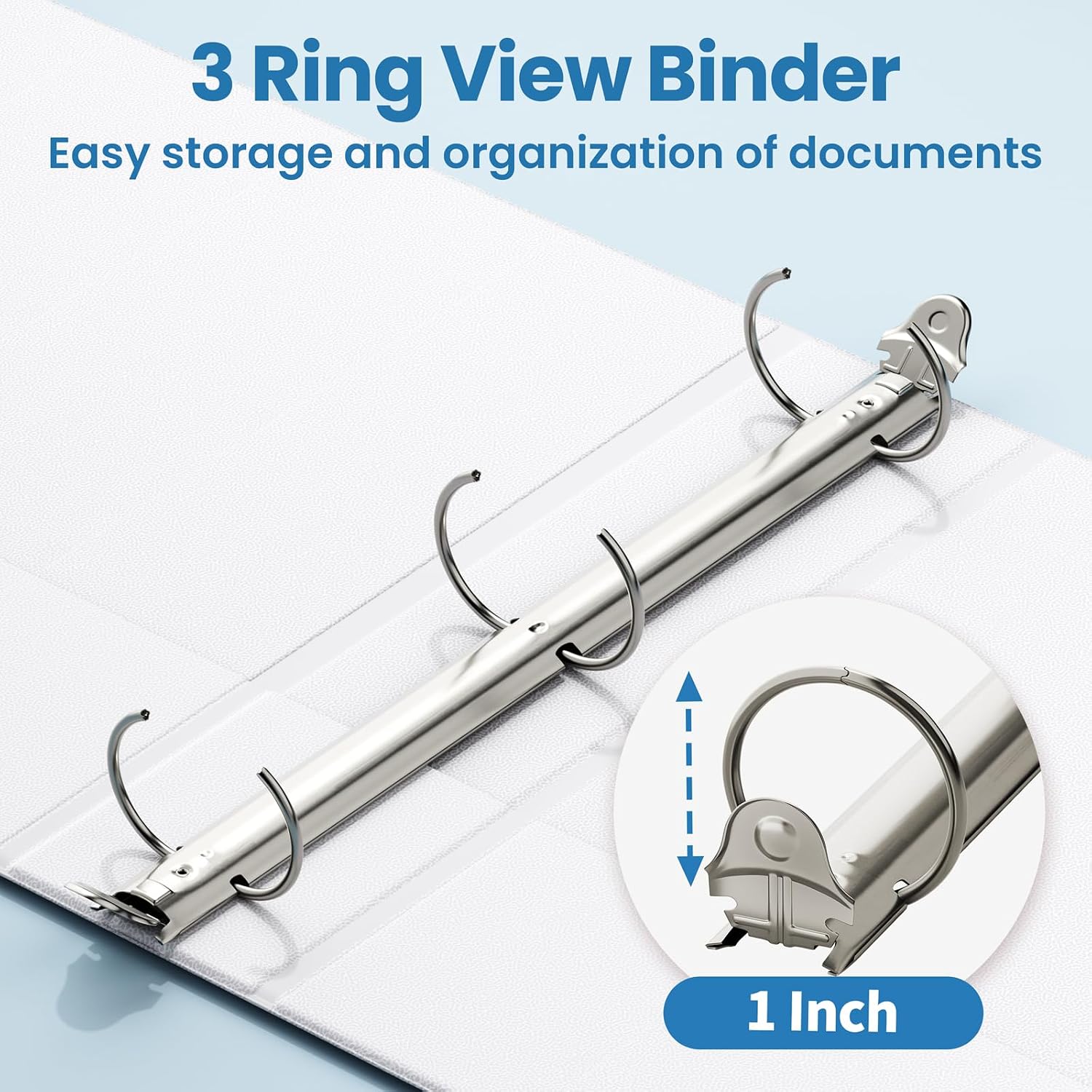 SUNEE White Binders 1 Inch 36 Pack Bulk, Clear View 3 Ring Binders PVC-Free (Fit 8.5x11 Inches) for School or Office Supplies