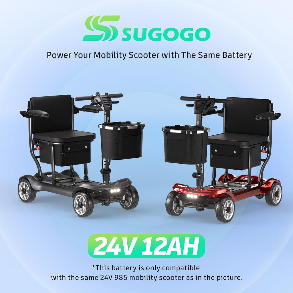 Mobility Scooter Spare Lithium Battery Accessories for YL-985 Mobility Scooters, 24V 12AH, Provides 12.4 Miles Range