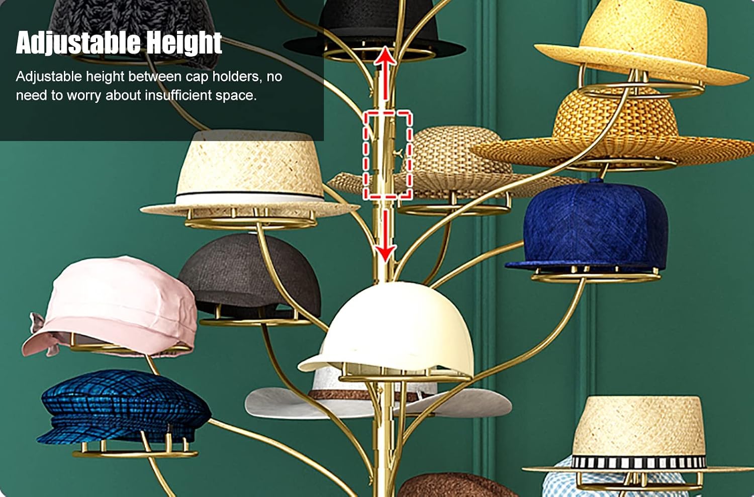 Hat Display Stand Large Capacity Standing Hat Rack Organizer Holder for Cowboy Hats/Baseball Caps/Wigs, Modern Muti-Tier Hats Tree Stand, Home Store