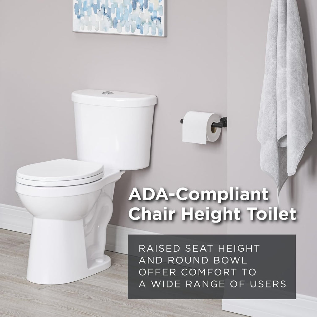 Gerber Maxwell Select Round Dual-Flush 1.0/1.28 GPF Two-Piece Toilet, ADA Chair Height, 12-in Rough-In, High Efficiency, Soft-Close Seat & Install Kit with Wax Ring, White, GRD49220E