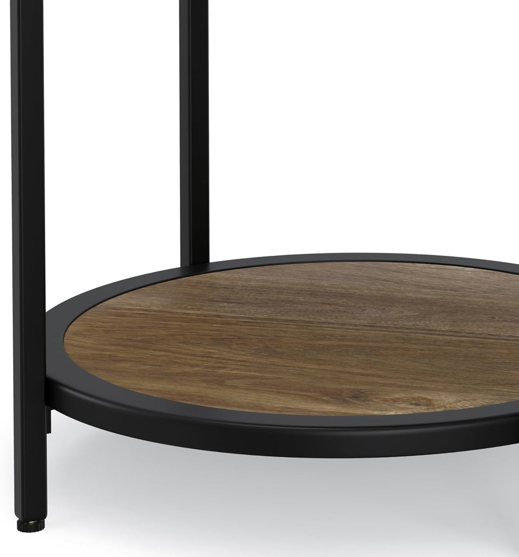 SIMPLIHOME Jenna Metal Side Table - 18 inch Wide Solid Metal Round Accent Table in Warm Grey, Industrial End Table or Small Drink Table for Living Room or Bedroom with Compact Design