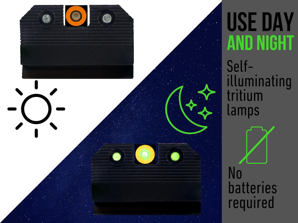 XS Sights R3D 2.0 Sights Compatible with Glock 17, 19, 22, 23, 24, 26, 28, 27, 31, 32, 33, 34, 35, 36, 38, 39, 45, & 47 Gen 1-5, Including MOS Models