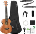 TOM 26″ Tenor Electric Ukulele - with UK-500T Pro EQ & Tuner, Solid Mahogany for Richer Volume & Depth. Ideal for Fingerstyle & Live Performance. Complete Pro Kit