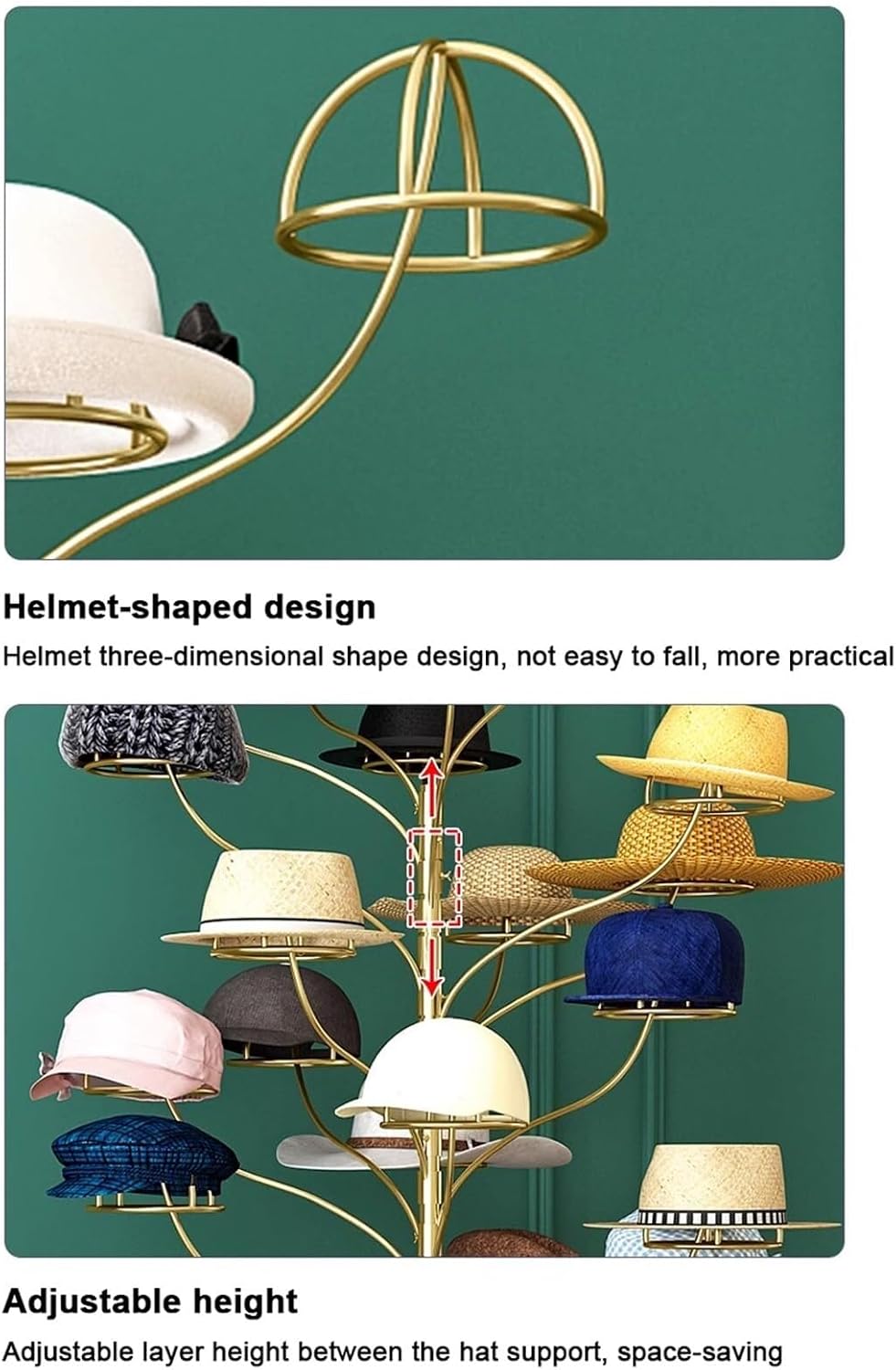 Standing Hat Display Stand with Wheels, Metal Organizer for Baseball Caps, Wigs & Headwear, Commercial Storage Rack(White,Child Capacity 20)