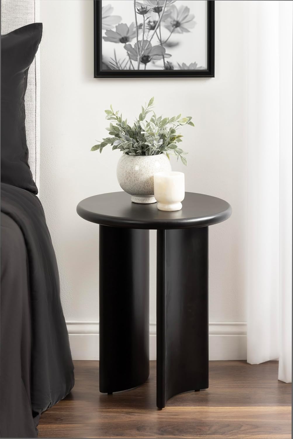 Kate and Laurel Erys Modern Wooden Round Side Table; 16 x 16 x 20; Black; Transitional Wood End Table for Use as Bedroom Nightstand or Living Room Accent Table