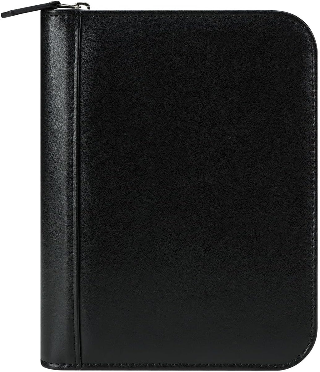 FranklinCovey - FC Signature Ring-Bound Binder for FranklinCovey Planners | Leather - Zipper Binder (Compact, Black)