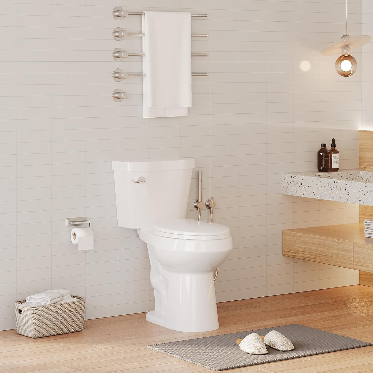 GarveeTech Two-Piece Toilet with Elongated Bowl, 19' ADA Height for Bathrooms, Soft Close Seat, Toilet with 1.28 Siphonic Flush, White