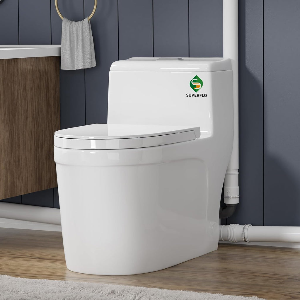 SUPERFLO Macerating Toilet System with Macerator Toilets Pump & One Piece Toilet Bowl,600W Upflush Toilet for Basement Pump to V26.2- H262 Feet