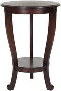 SAFAVIEH Furniture - Mary Pedestal Table - Dark Cherry - Solid Wood - Farmhouse Pedestal Design - Ideal for Living Room, Entryway, Home Office, 18.1' W x 18.1' D x 26' H (AMH5711D)
