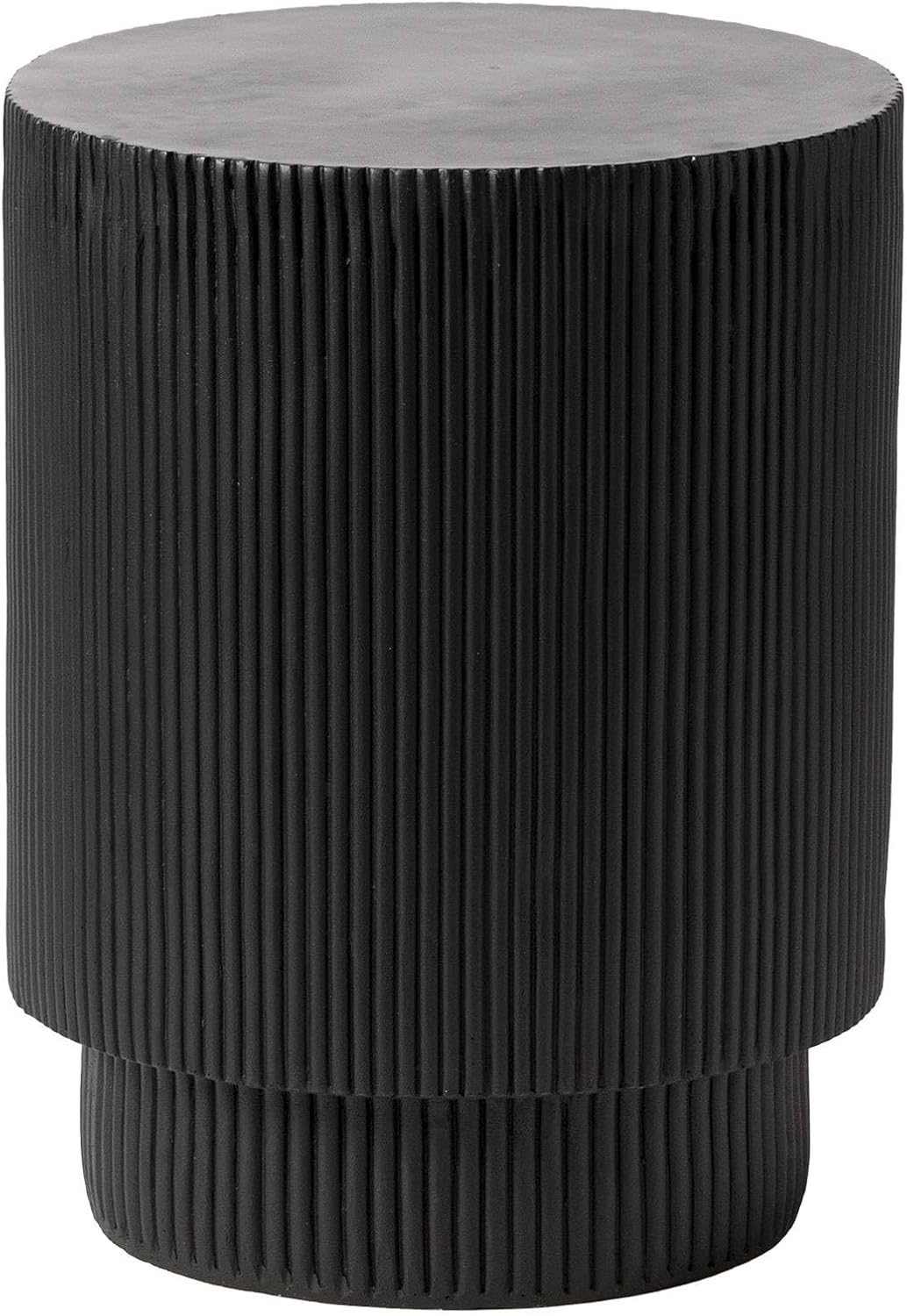 LeisureMod Modern Side Table Round Fiberstone Top Accent End Table for Home, Outdoor Patio, Living Room Sofa, Weather-Resistant, Eden Series in Black