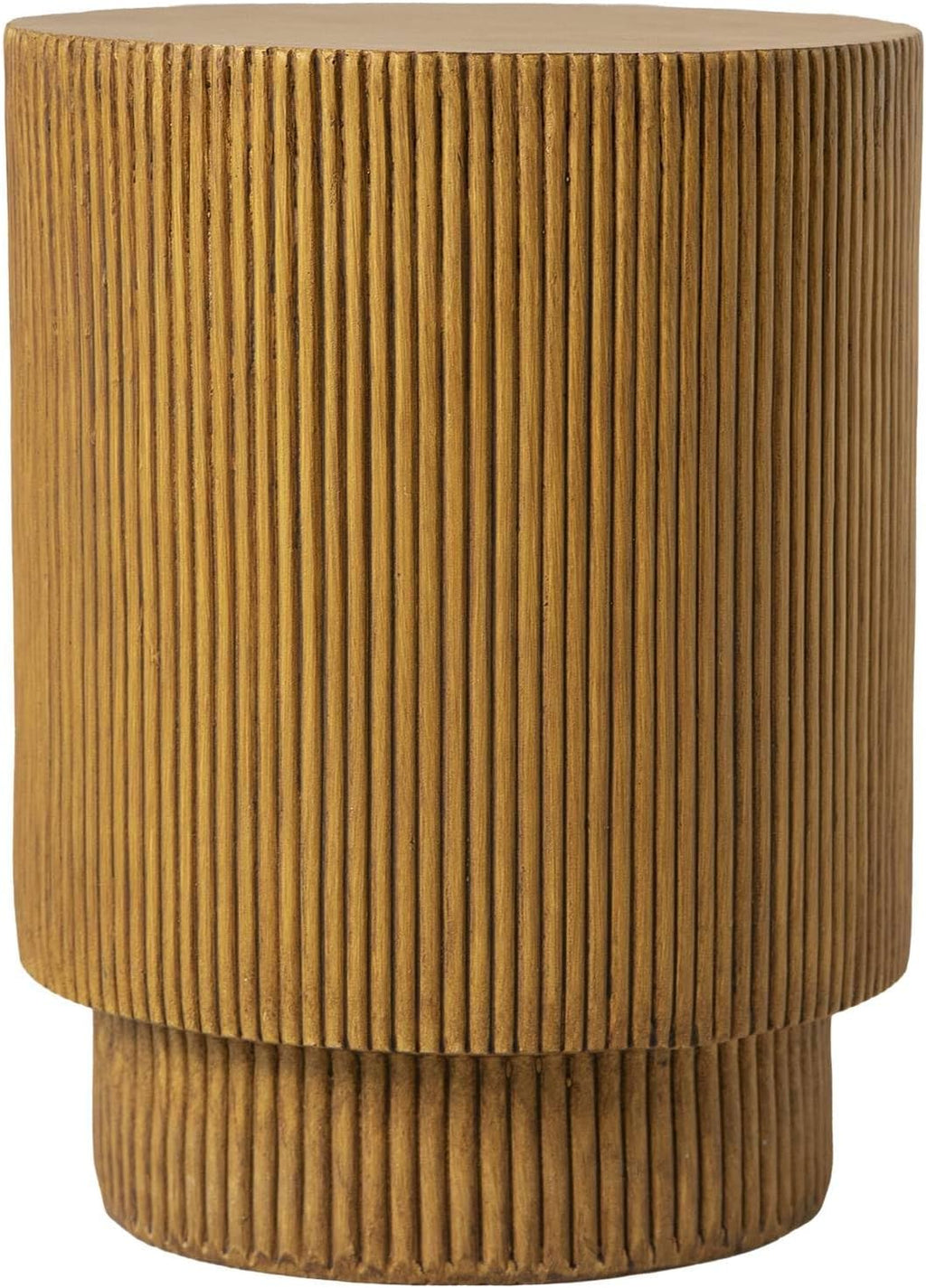 LeisureMod Modern Side Table Round Fiberstone Top Accent End Table for Home, Outdoor Patio, Living Room Sofa, Weather-Resistant, Eden Series in Brown