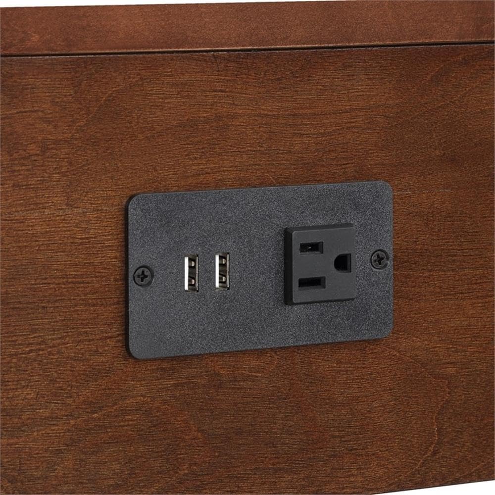 Convenience Concepts American Heritage Logan End Table with USB Ports & AC Outlet 18' - Square Living Room Side Table with Storage Drawer & Pull-Out Shelf, Bedroom Nightstand with Charging, Espresso