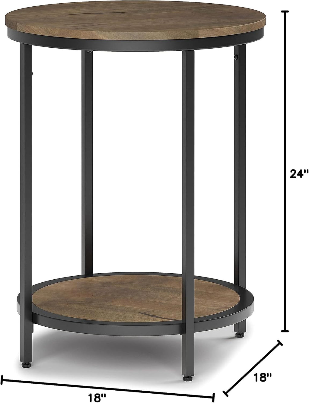 SIMPLIHOME Jenna Metal Side Table - 18 inch Wide Solid Metal Round Accent Table in Warm Grey, Industrial End Table or Small Drink Table for Living Room or Bedroom with Compact Design