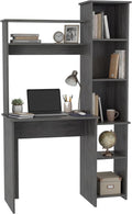 Tuhome Versalles Writing Desk with Two Superior Shelves, Five Side Open Storage Compartments, Space-Saving Modern Workstation Design for Studios and Offices, Ideal for Organization, Books