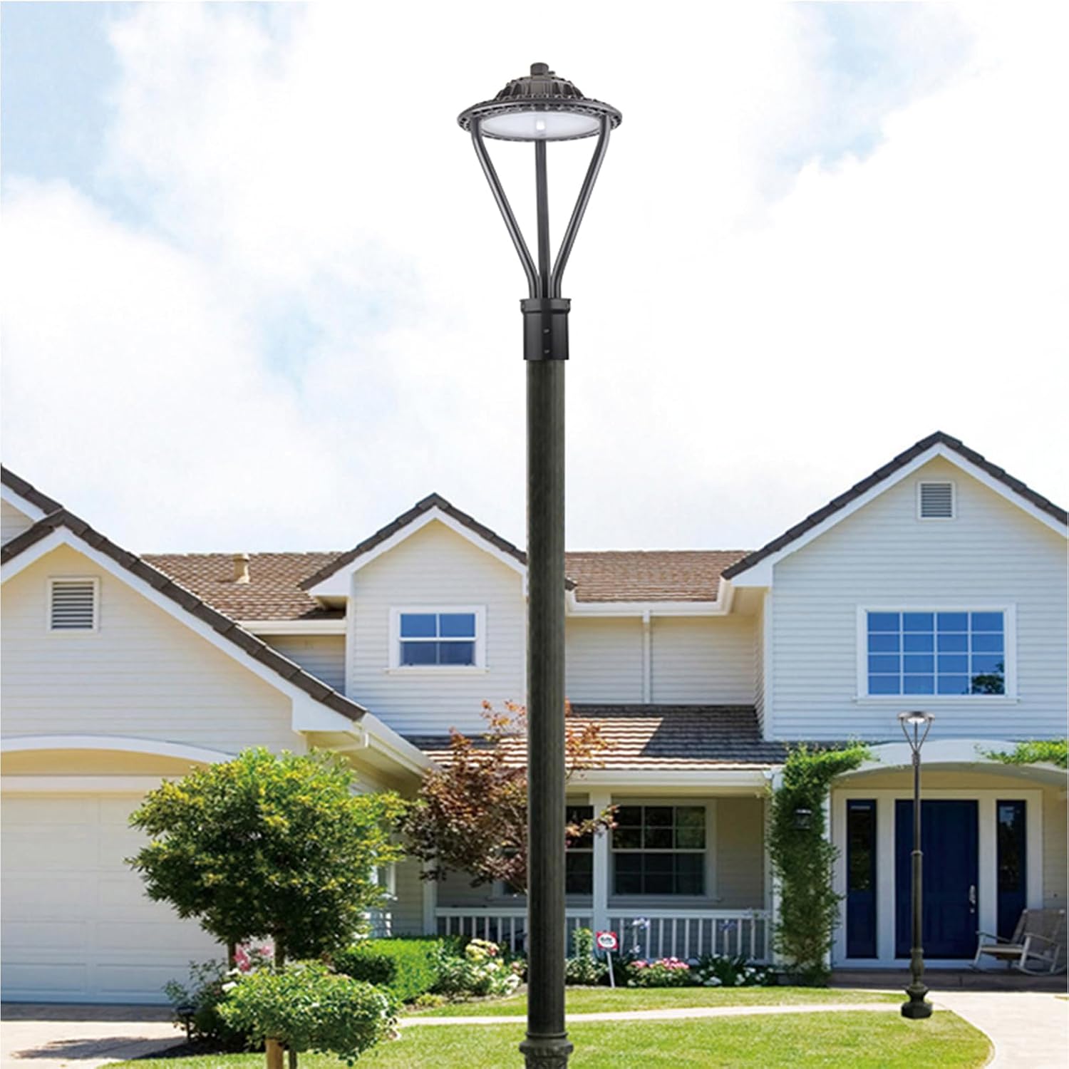 Power Adjustable 75W 100W 150W LED Post Top Light with Photocell Sensor 3000K 4000K 5000K 3CCT tunable for Outdoor Garden Yard Area Lighting, Fit 2-3/8' and 3' Tenons
