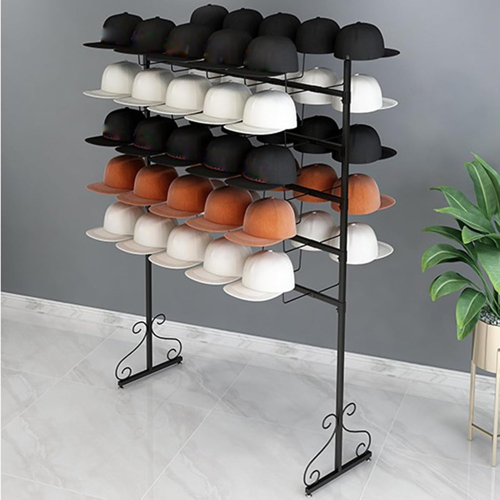 Hat Rack Display Stand Hat Organizer Rack for Baseball Caps | Metal Hat Display Stand Floor-Standing Hat Holder for Caps, Wigs & Hats