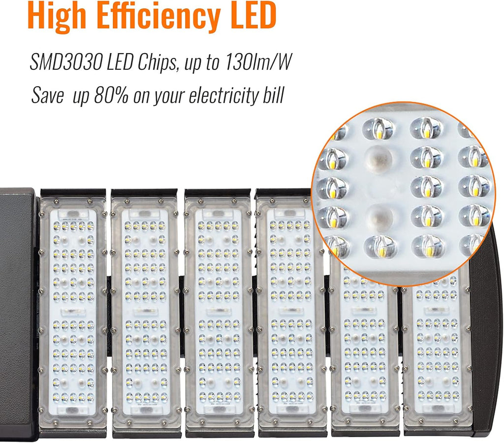 LED Parking Lot Lights 300W Shoebox Light Pole Fixture Lighting Outdoor Site Street Area Light Garage Lighting Road Light 39000 Lumen Daylight White 5000K