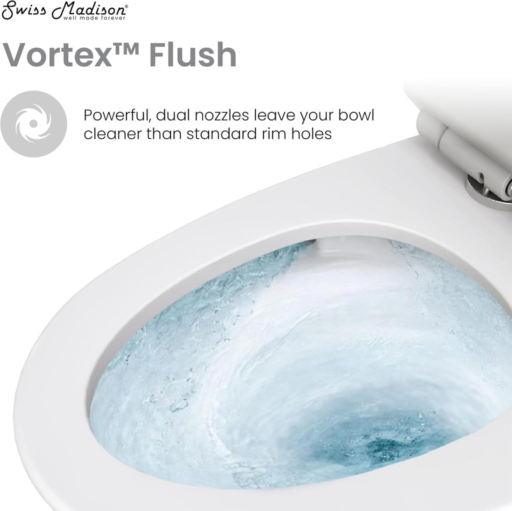St. Tropez One-Piece 10' Rough-in 1.28 GPF Left Flush Elongated Toilet in Glossy White