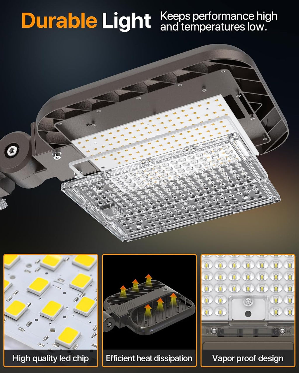 150W Parking Lot Lights Quick Installation, 22500LM Adjustable Arm Mount Shoebox Light IP65 Waterproof, 100-277V AC Dusk to Dawn Commercial Street Area Light for Roadways, Parking lot, 3Packs