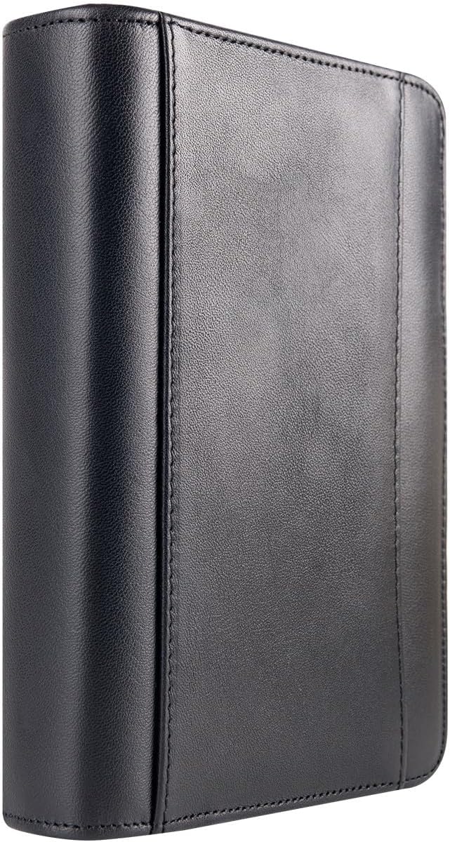 FranklinCovey - FC Signature Ring-Bound Binder for FranklinCovey Planners | Nappa Leather - Zipper Binder (Pocket, Black)