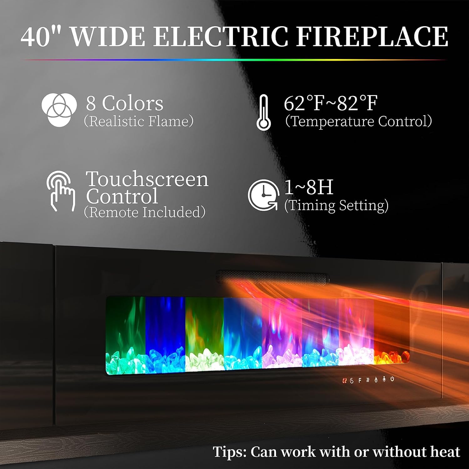 AMERLIFE 3 Piece Modern Living Room Table Set, Includes 80' High Gloss Fireplace TV Stand, 2-Tier Coffee Table, LED Lights Entertainment Center Set for Living Room, Black